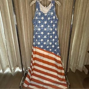 XX-Large American Flag Printed Maxi Dress